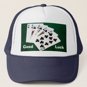 Poker Hands - Royal Flush - Clubs Suit Trucker Pet