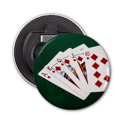 Poker Hands - Royal Flush - Diamonds Suit Button Flesopener (Voorkant)
