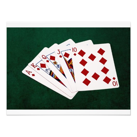 Poker Hands - Royal Flush - Diamonds Suit Foto Afdruk (Voorkant)