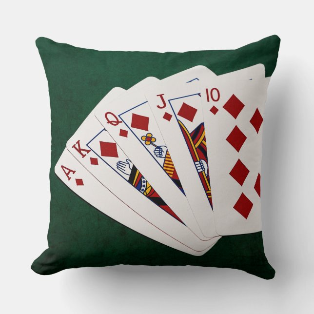 Poker Hands - Royal Flush - Diamonds Suit Kussen (Voorkant)