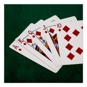 Poker Hands - Royal Flush - Diamonds Suit Perfect Poster