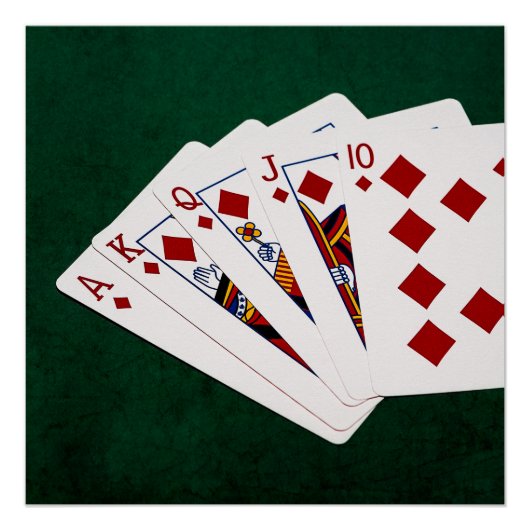 Poker Hands - Royal Flush - Diamonds Suit Perfect Poster (Voorkant)