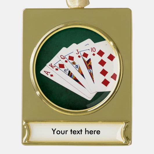 Poker Hands - Royal Flush - Diamonds Suit Verguld Banner Ornament (Voorkant)