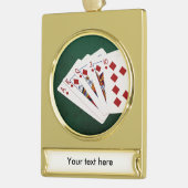 Poker Hands - Royal Flush - Diamonds Suit Verguld Banner Ornament (Links)
