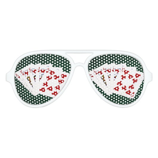Poker Hands - Royal Flush - Hearts Suit Aviator Zonnebril (Voorkant)