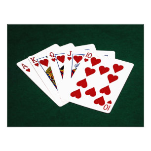 Poker Hands - Royal Flush - Hearts Suit Foto Afdruk