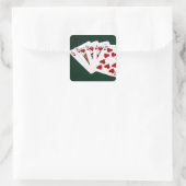 Poker Hands - Royal Flush - Hearts Suit Vierkante Sticker (Tas)