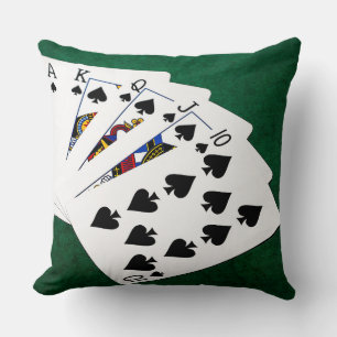 Poker Hands - Royal Flush - Spades Suit Kussen