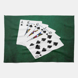 Poker Hands - Royal Flush - Spades Suit Theedoek