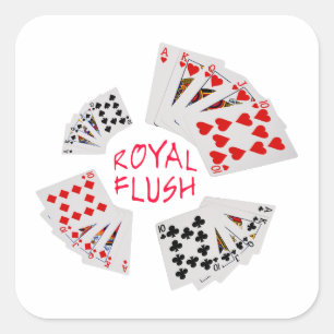 Poker Hands - Royal Flush Vierkante Sticker