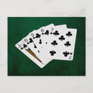 Poker Hands - Straight Flush - Clubs Suit Briefkaart
