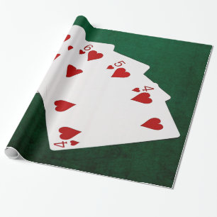 Poker Hands - Straight Flush - Hearts Suit Cadeaupapier