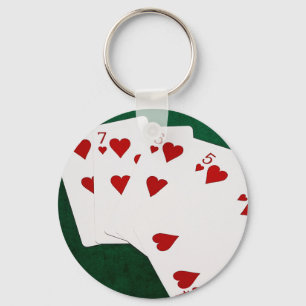 Poker Hands - Straight Flush - Hearts Suit Sleutelhanger