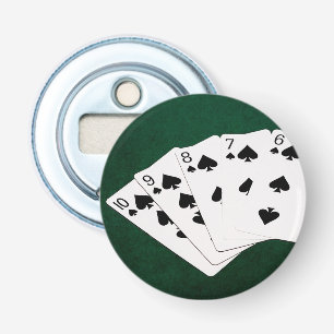 Poker Hands - Straight Flush - Spades Suit Button Flesopener