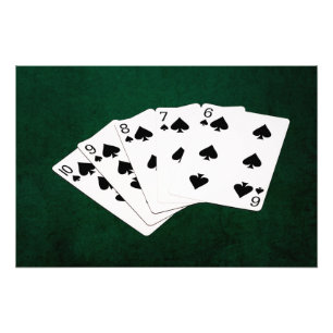 Poker Hands - Straight Flush - Spades Suit Foto Afdruk