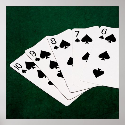 Poker Hands - Straight Flush - Spades Suit Poster (Voorkant)