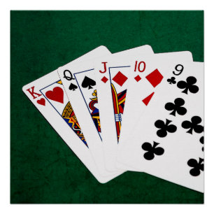Poker Hands - Straight - King to Nine Perfect Poster