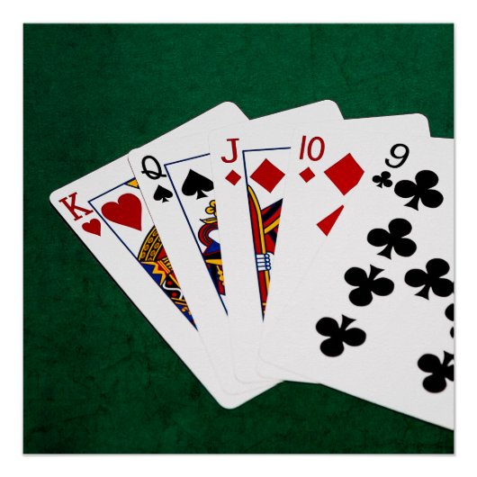 Poker Hands - Straight - King to Nine Perfect Poster (Voorkant)