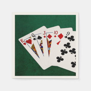 Poker Hands - Straight - King to Nine Servetten
