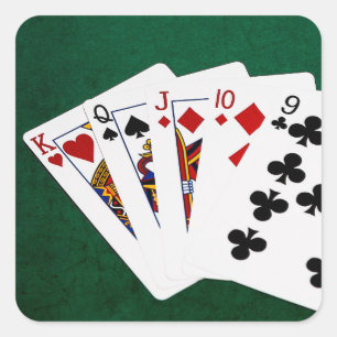 Poker Hands - Straight - King to Nine Vierkante Sticker