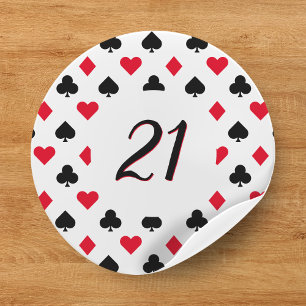 Poker Kaart Suit Pattern 21st Birthday Ronde Sticker