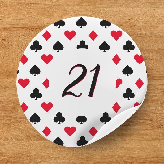 Poker Kaart Suit Pattern 21st Birthday Ronde Sticker