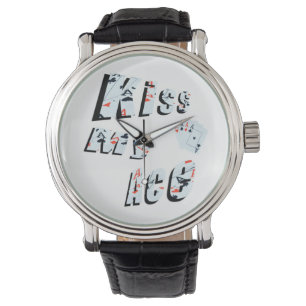Poker Kiss My Ace, grappige Mannen Leather Watch, Horloge