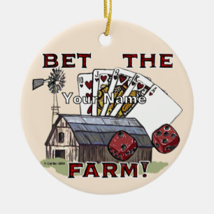 Poker met de boerderij verwedden keramisch ornament