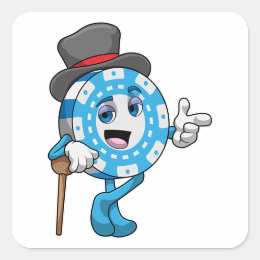 Poker met pokerchips vierkante sticker (Voorkant)