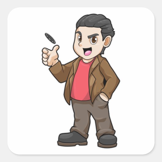 Poker met vrienden vierkante sticker (Voorkant)