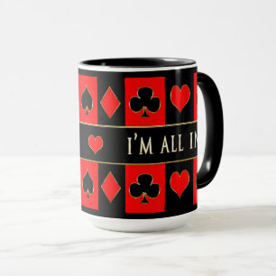 POKER MUG - I'm All In - Red/Black/Gold