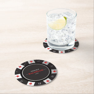 Poker Nacht Verjaardagsfeestje Las Vegas Casino Ronde Kartonnen Onderzetter