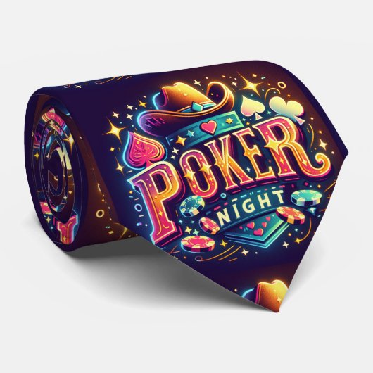 Poker nachttekst en cowboy Pet Stropdas (Opgerold)