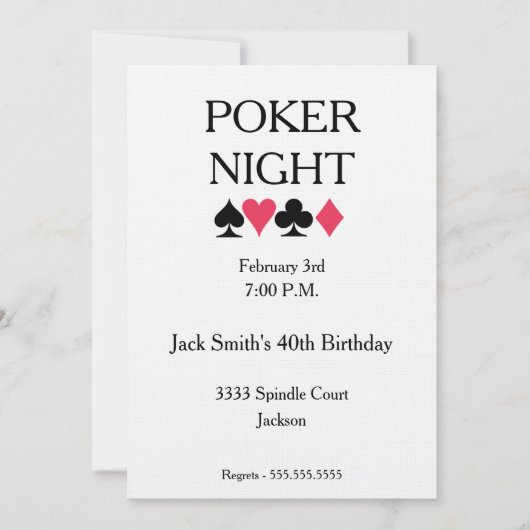 Poker Night Anniversaire Fête Invitation (Devant)