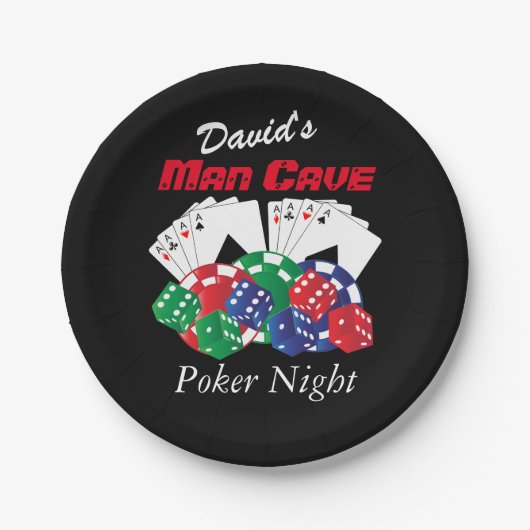 Poker Night in de Man Cave Papieren Bordje (Voorkant)