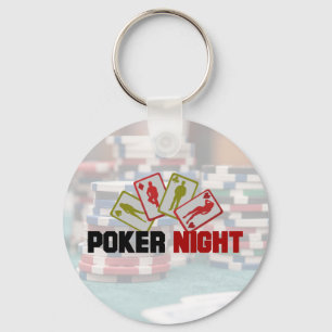 Poker Night met speelkaarten en pokerchips Sleutelhanger