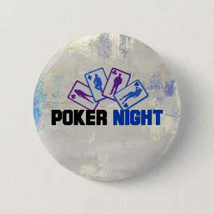 Poker Night met speelkaarten Ronde Button 5,7 Cm