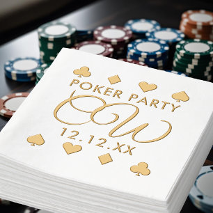 Poker Night Monogram Verlovingsfeest Folie Servett Servetten