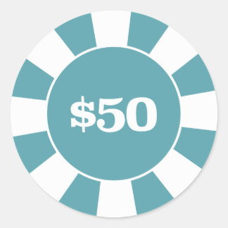 Poker Onderzetter 50 Blauw Ronde Sticker