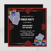 Poker Party Anniversaire de fête Invitation (Devant / Derrière)