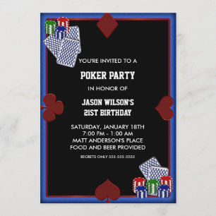 Poker Party Birthday Poker Party - Uitnodigingen