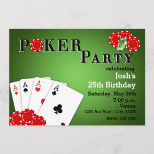 POKER PARTY Casino Spel Verjaardagsuitnodigingen Kaart
