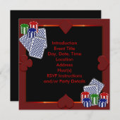 Poker Party Invitation Sjabloon Kaart (Voorkant / Achterkant)