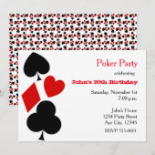 Poker Party Jouer carte Suites Invitations (Devant / Derrière)