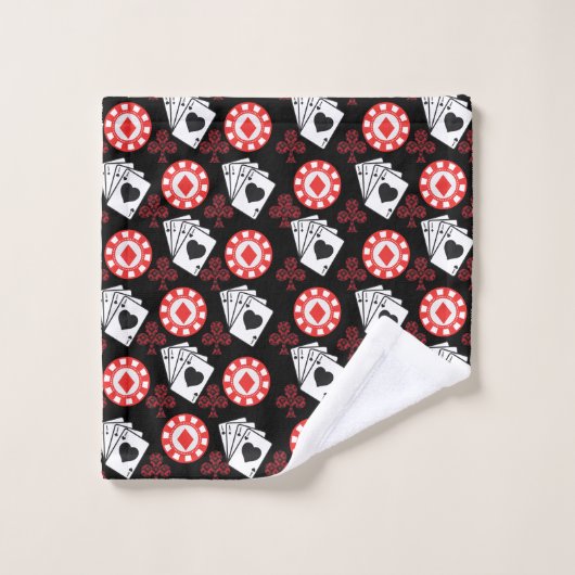 Poker Pattern Aces Crosses Spellingkaarten Black R Bad Handdoek (Wasdoekje)