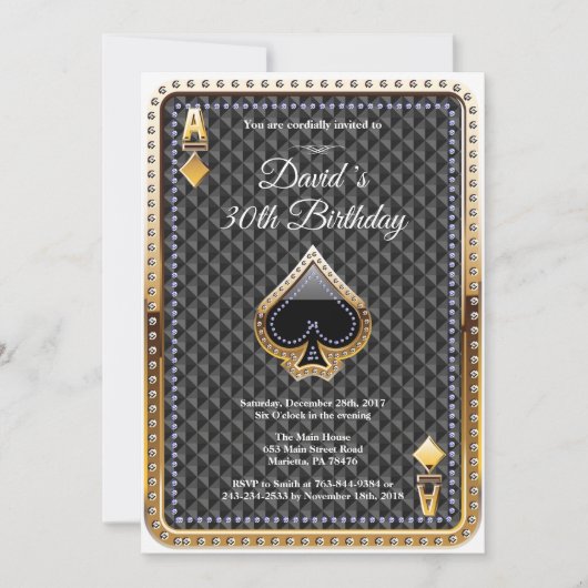 Poker Playcard Casino Invitation Anniversaire (Devant)
