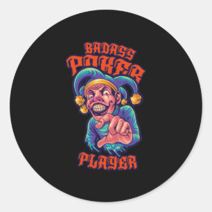 Poker Player Jester Casino Gambling Cards Gift Ronde Sticker