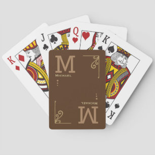 Poker Player Personalized Brownish Monogram Pokerkaarten