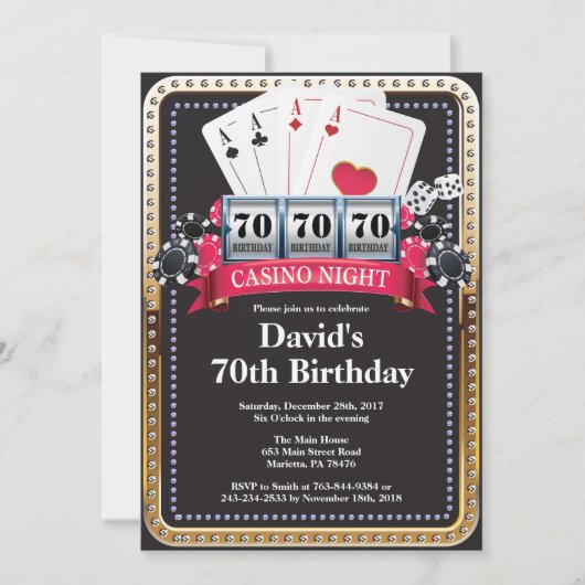 Poker Playing Card Casino Invitation Anniversaire (Devant)
