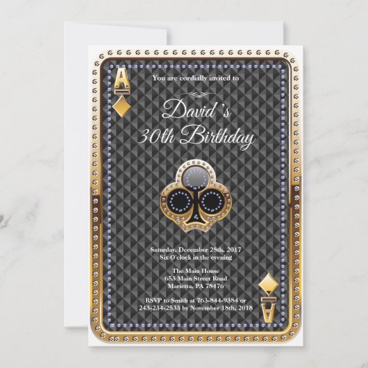 Poker Playing Card Casino Invitation d'anniversair (Devant)